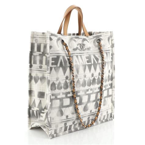 chanel iliad|Chanel Iliad Shopping Tote Printed Canvas Tall .